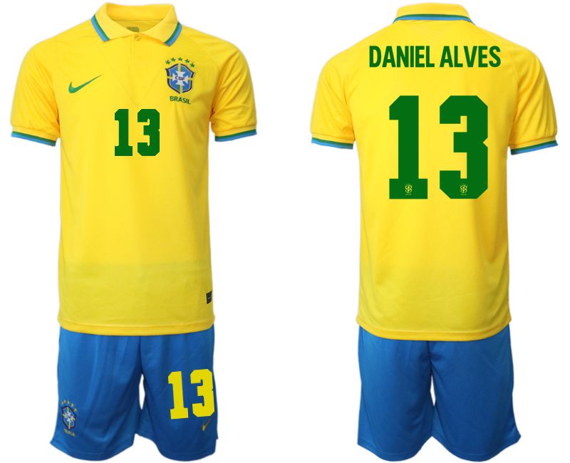 Cheap Men 2022 World Cup National Team Brazil home yellow 13 Soccer Jersey